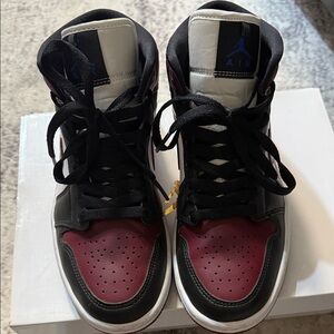 Jordan Men's Black, White, and Burgundy Sneakers